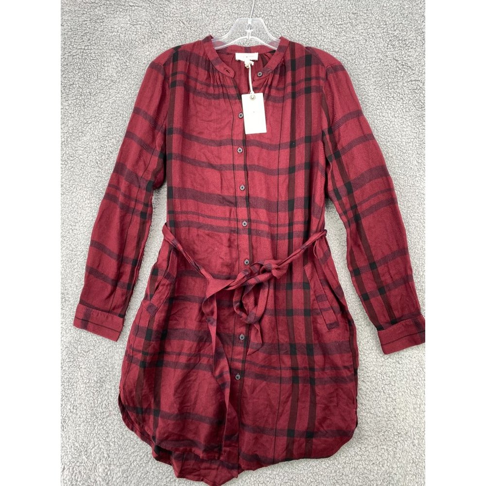 New Lucky Brand Womens S Plaid Shirt Dress Comfort Career Red Black